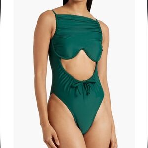 Andrea Iyamah Tiaca Forest Green Cutout One-Piece Swimsuit Size Large NwT.
